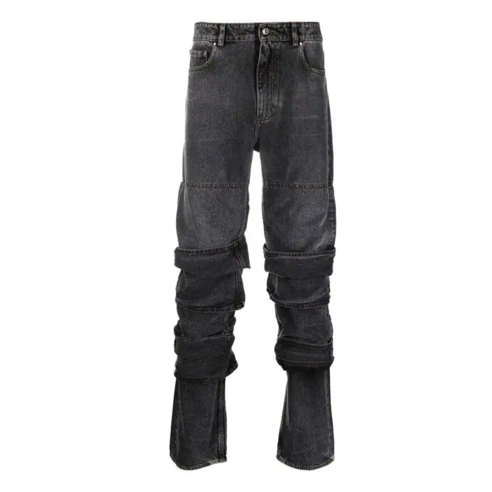 Y/Project Multi Cuff‎ Layered Jeans Evergreen Unisex Gray Black Size 30